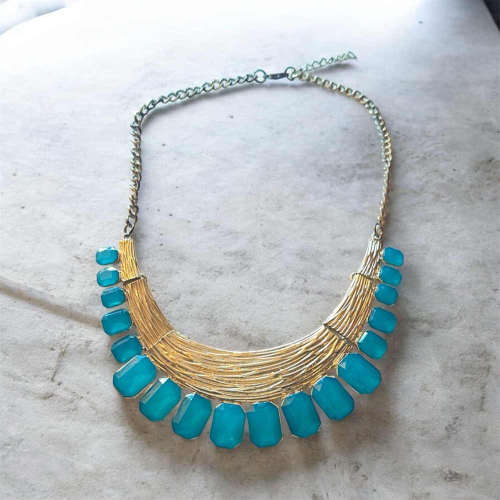 Gold and Blue statement Necklace